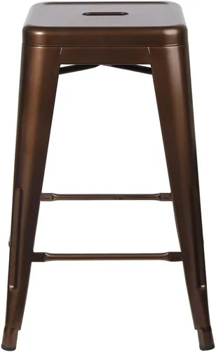 Vista 212 de GIA Taburete de mostrador sin respaldo de 24 pulgadas, cantidad de 4, bronce con asiento de madera clara