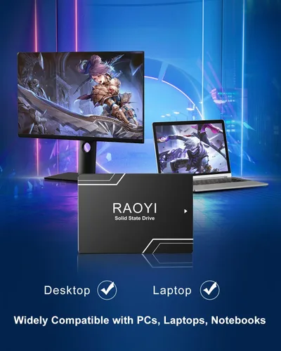 Vista 5 de RAOYI 64GB SSD interno SATA III 2.5" unidad de estado sólido 3D NAND Flash Advanced SSD Disco duro hasta 300MB/s SATA 3 SSD Actualización