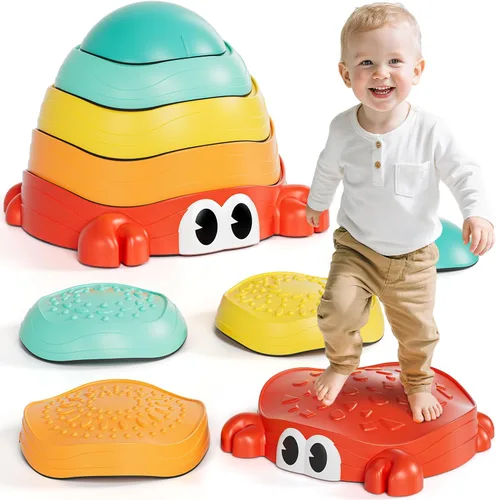 Vista 9 de Lehoo Castle Stepping Stones for Kids, Non-Slip Toddler Stepping Stones, Indoor & Outdoor Sensory Toys for Toddlers 1-3, Balance Board Obstacle