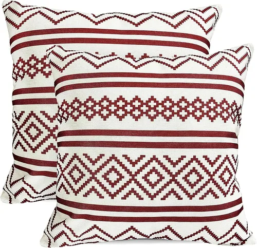 Vista 48 de Juego de 2 fundas de almohada decorativas negras boho 16x16 pulgadas, fundas de almohada de lino modernas estilo bohemia campestre para exteriores