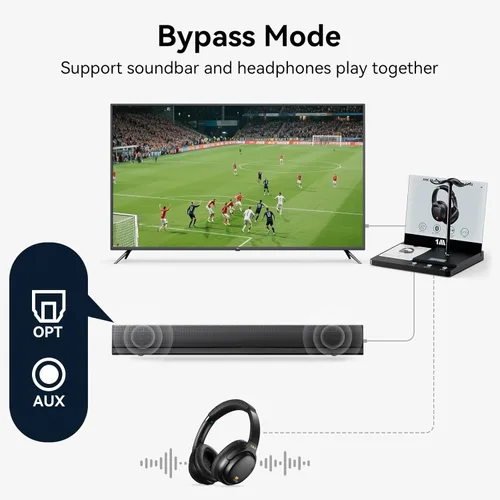 Vista 4 de 1Mii Base de demostración de audio Bluetooth B3+ con soporte desmontable para auriculares, iluminación RGB, tablero de exhibición de acrílico