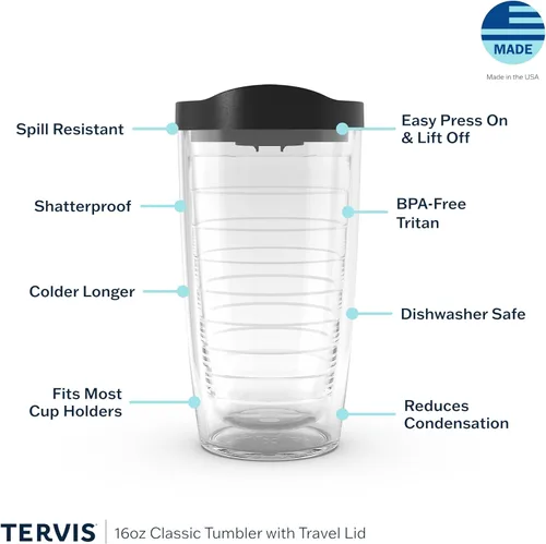 Vista 3 de Tervis 1318911 Cardinals Vaso Térmico Aislante con Envoltura y Tapa 16 oz - Tritan Transparente