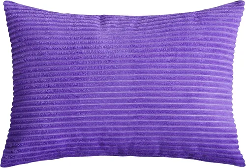 Vista 2 de TangDepot, Juego de 2 fundas de almohada decorativas de pana a rayas de terciopelo sólido a rayas (12 x 20 pulgadas, 2 piezas, violeta A95)