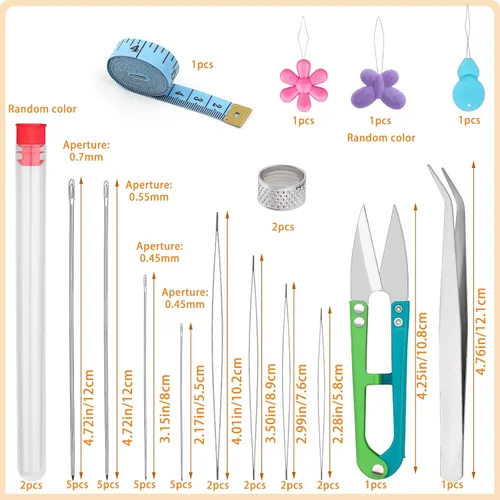 Vista 2 de UOOU 39 agujas de cuentas, agujas largas y rectas, agujas de cuentas de ojo grande para cuentas de semillas y fabricación de joyas