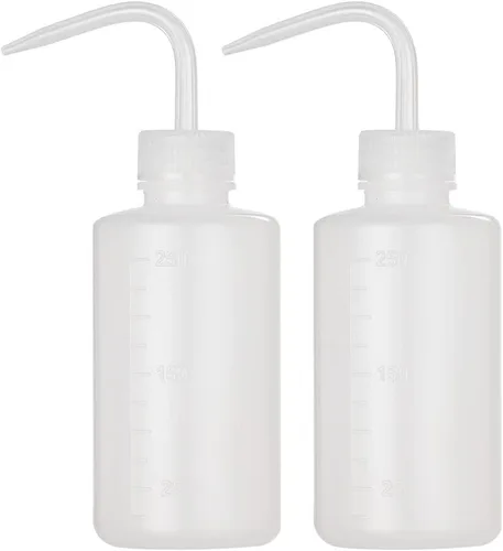 Vista 11 de 2 piezas Botella de lavado de tatuajes 250 ml 8 oz Botella de agua para riego de suculentas, limpieza médica - Blanco y Rosa