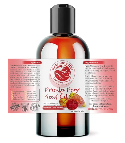 Vista 2 de Bella Terra Oils - Aceite de semilla de tuna 8 onzas - La simetría del extracto de cactus y el higo de berbería, desbordante con vitamina B y zinc