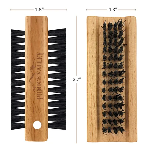 Vista 5 de Cepillo de uñas de madera con cerdas de carbón de nylon y cuerda para colgar - Cepillo de uñas de doble cara para frotar uñas de dedos y pies