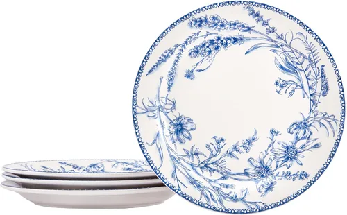 Vista 19 de Bico Blooming Moment - Juego de 4 platos para ensalada de 8.75 pulgadas de cerámica, platos de postre para ensalada, aperitivo, guarniciones, aptos