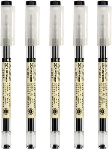 sencoo Paquete de 5 bolígrafos de tinta de gel negro bolígrafos de punta extra fina bolígrafo 0.020 in negro para oficina escuela estudiantes