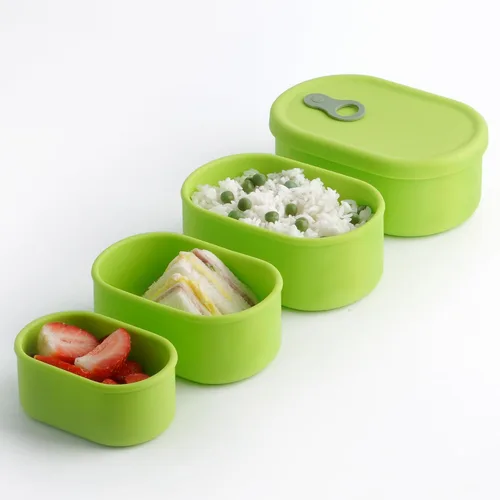 Vista 2 de Recipiente hermético de silicona prémium hecho en Corea con ventilación de vapor, sin BPA, a prueba de fugas, apto para microondas y congelador