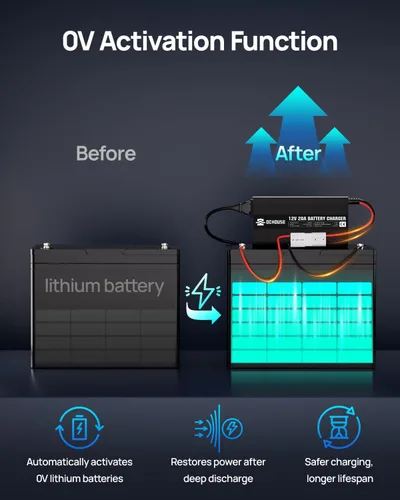 Vista 5 de Cargador de batería de litio de 12V 20A Entrada de CA a CC con conector