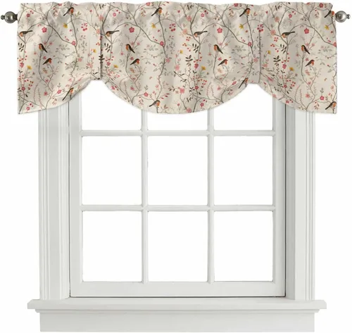 Vista 21 de Cortinas de verano con cenefa de amarre para ventanas, cortinas costeras de cocina costeras para ventanas, cortinas náuticas junto al mar, beige