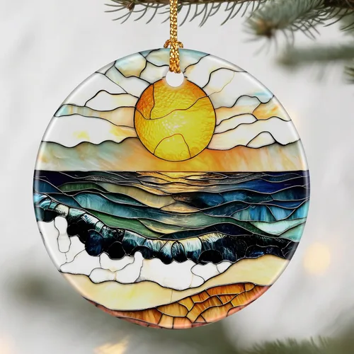 Adornos de atardecer en la playa, adornos de Navidad: decoraciones de árbol de Navidad, decoración navideña, rellenos de calcetines, ideas de