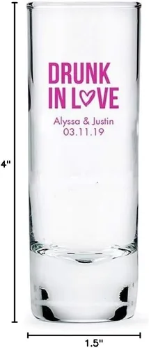 Vista 6 de WEDDINGSTAR Vaso de chupito personalizado de 2.5 oz de alto, impresión personalizable a todo color, 1 paquete (muestra)