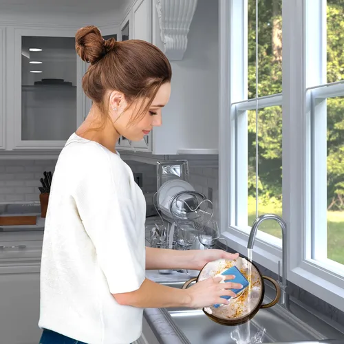 Vista 2 de Scrub-It - Esponja de cocina de microfibra Miracle (6 unidades) – Esponjas de limpieza para lavavajillas resistentes a arañazos – Lavable a máquina