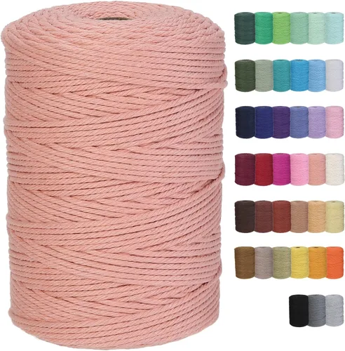 Vista 12 de Cuerda de macramé de algodón de 3 mm, 328 yardas, suministros de macramé de color natural, cuerda de algodón suave para colgar plantas, colgador