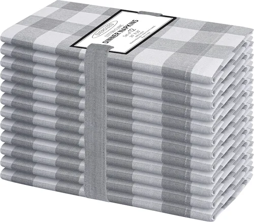 Vista 18 de Servilletas de tela Cotton Clinic 100% algodón grandes de 20 x 20 pulgadas, juego de 4, a cuadros de gingam - Servilletas de mesa suaves, duraderas