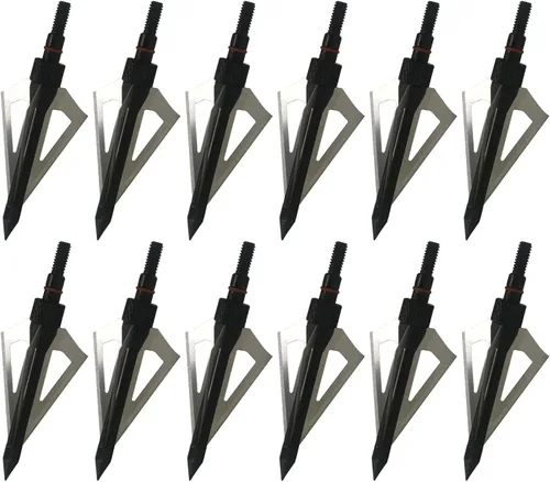 Vista 7 de Cabezas de caza con 3 cuchillas para tiro con arco, 100 o 125, grano, 12 unidades, puntas de flecha atornilladas, compatibles con arcos