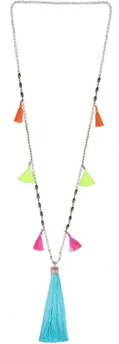 KELITCH Women Tassel Shell Pearl Necklace Handmade Chains Long Strand Necklace Beach White Turquoise Necklace