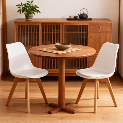 Vista 2 de Juego de 4 sillas de comedor de estilo medieval moderno con patas de madera, sillas de cocina y comedor, juegos de mesa y sillas, silla de Blanco
