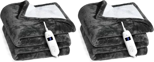 Vista 8 de Medical king Manta térmica, lavable a máquina, extremadamente suave y cómoda, manta eléctrica tipo throw, calentamiento rápido con controlador