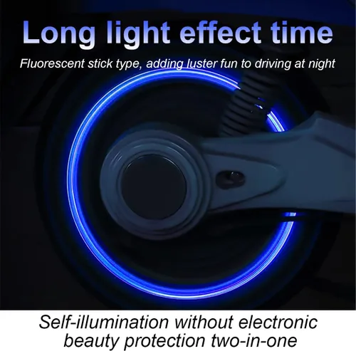 Vista 4 de 12 Tapas luminosas para vástago de válvula de neumáticos de automóvil, fluorescentes que brillan en la oscuridad, de presión, resistentes a la Azul