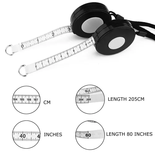 Vista 3 de WIN TAPE Cinta métrica retráctil negra de 80 pulgadas con cuerda negra