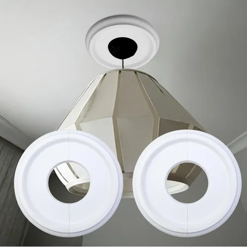 Vista 5 de Semetall Medallón de techo de poliuretano de iluminación, medallón de techo blanco de 10 pulgadas para accesorios de iluminación, ventiladores