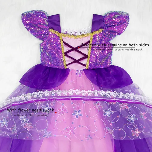 Vista 4 de VORLITS Disfraz de princesa para niñas, disfraz de cosplay, Halloween, Navidad, fiesta de disfraces