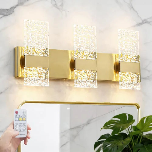 Vista 11 de Lámpara de Tocador de Baño Moderna de Oro Cepillado de 8 Luces, Elegante Lámpara de Baño de Latón LED sobre Espejo, Iluminación de Pared