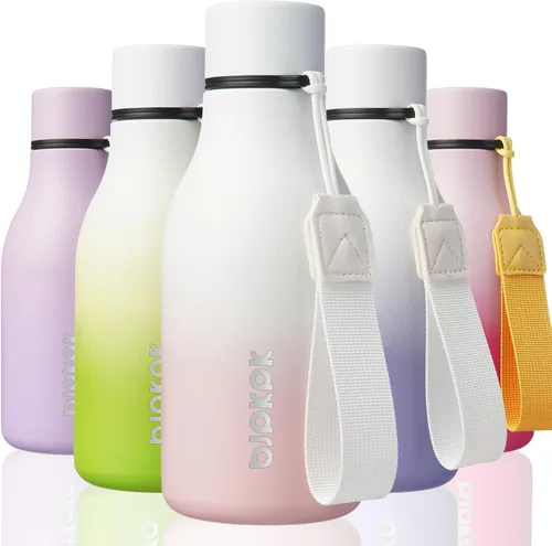 Vista 68 de BJPKPK Botellas de agua aisladas, botella de agua de metal de acero inoxidable de 12 onzas con correa, sin BPA a prueba de fugas, jarras, tazas
