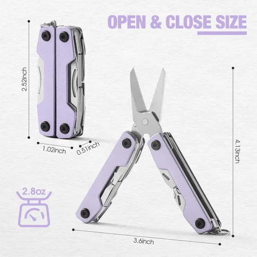 Vista 4 de Multiherramienta con navaja de bolsillo, regalos para hombres y mujeres, multiherramienta mini EDC de 11 en 1 con destornillador, tijeras, extractor