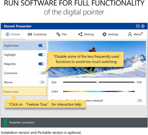 Vista 3 de Norwii Pantalla de TV N97s Clicker de presentación para presentaciones de PowerPoint, PowerPoint Clicker, control remoto de presentación