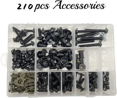 Vista 7 de Kit de pernos de carenado de motocicleta, 210 piezas, aleación de aluminio, tornillos M5 M6, tornillos universales coloridos, kit de clips de tuerca