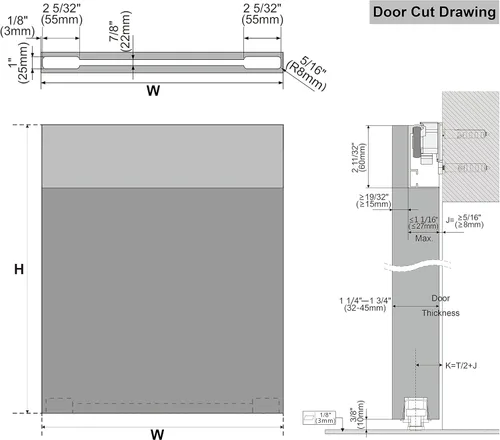Vista 6 de DIYHD Herrajes para puerta corrediza oculta de granero de 34 pulgadas con mecanismo de cierre suave, sin riel de piso, se ajusta a un ancho