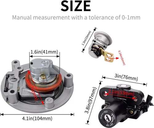 Vista 8 de Cerradura de interruptor de encendido de motocicleta + tapa de combustible + bloqueo de asiento + conjunto de 2 llaves para Yamaha YZF1000 R1