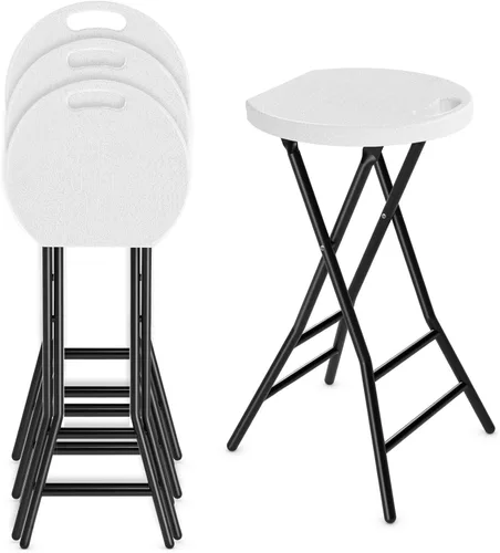 Vista 19 de 5Rcom Taburete plegable, paquete de 2 taburetes portátiles con asa, plegable para camping, fiesta de RV, marco de acero resistente, capacidad de 500