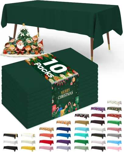 Vista 24 de Pureegg Juego de 10 manteles de plástico desechables, 54 x 108 pulgadas, para fiestas de cumpleaños, picnic, manteles blancos, rectangulares