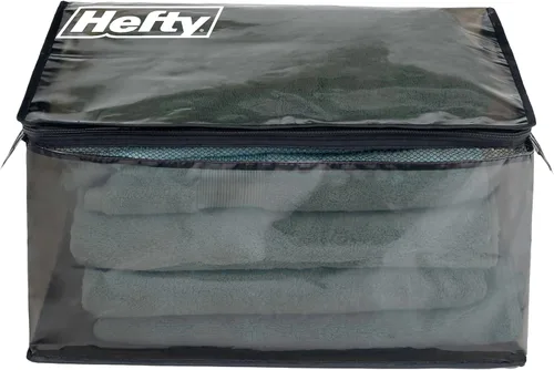 Vista 6 de Hefty Bolsa grande y flexible con malla transpirable, doble cremallera, 2 asas, ideal para mudanzas o almacenamiento de ropa y ropa, alternativa al