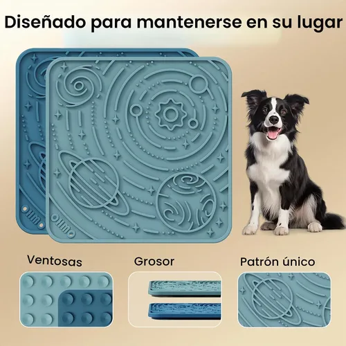 Vista 7 de OHMO Alfombrilla para lamer perros y gatos, patrón espacial, 6 x 10 fresno+beige