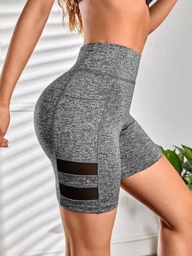 Vista 3 de Verdusa Pantalones cortos deportivos de cintura alta con inserción de malla para mujer