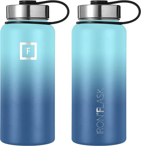 Vista 87 de IRON °FLASK - Botella deportiva de 14, 18, 22, 32, 40, 64 o 128 onzas, 3 tapas (boquilla), acero inoxidable aislado al vacío, doble pared moderna
