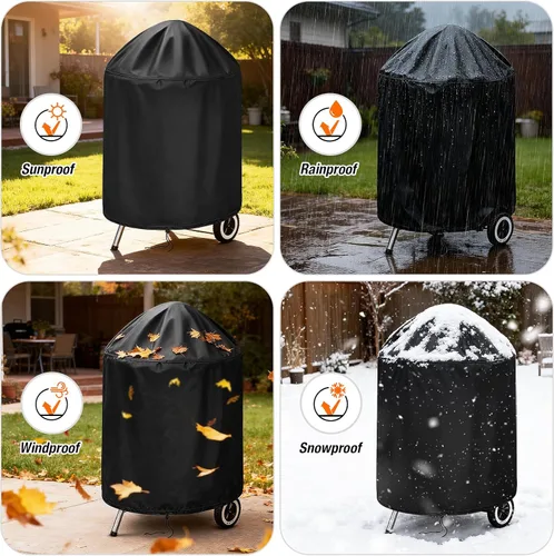 Vista 7 de Cubierta de parrilla de carbón para Cuisinart CCG190RB, cubierta redonda de parrilla de carbón portátil para Weber Smokey Joe 14, cubierta