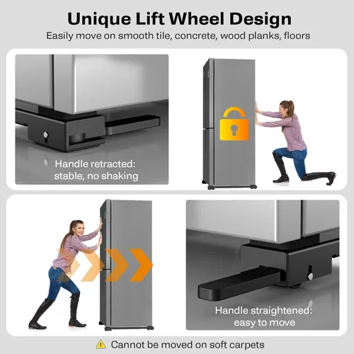 Vista 4 de Rodillos de electrodomésticos resistentes, deslizadores extensibles más recientes, base de lavadora elevable, mover fácilmente máquinas de lavadora