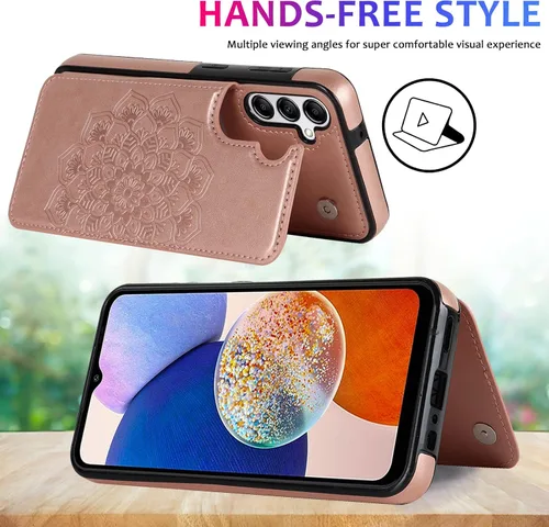 Vista 4 de Asuwish Funda de teléfono para Samsung Galaxy A54 5G con protector de pantalla de vidrio templado y cubierta de cartera de cuero con tapa para Oro