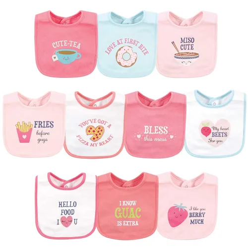 Vista 95 de Hudson Baby Baberos unisex de algodón para bebé, nube rosa, talla única (paquete de 2)