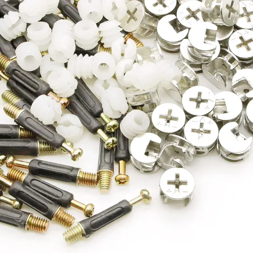 Vista 5 de 45 juegos de kit de conexión de muebles 3-en-1, accesorios de conexión de muebles con espiga, tuercas y tornillos de leva