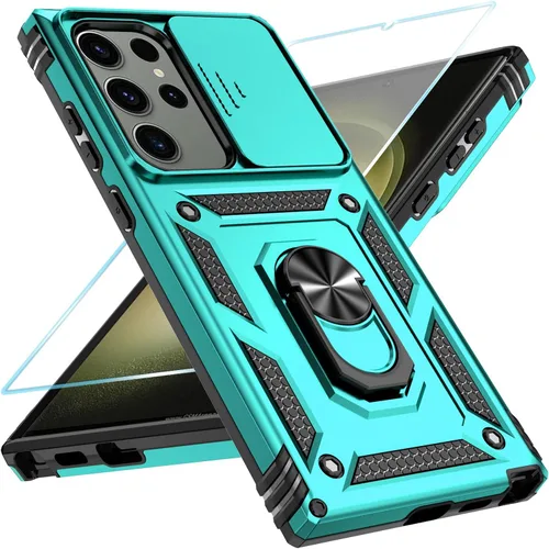 Vista 63 de SunStory Funda para Samsung Galaxy S21 con protector de pantalla HD, funda para cámara deslizante y soporte de anillo giratorio, grado militar