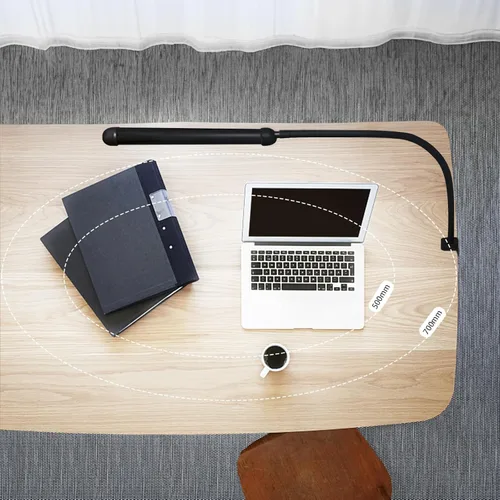 Vista 7 de Lámpara de escritorio LED con abrazadera, lámpara de abrazadera con modos de color ajustables, luz con clip con cuello de cisne flexible largo