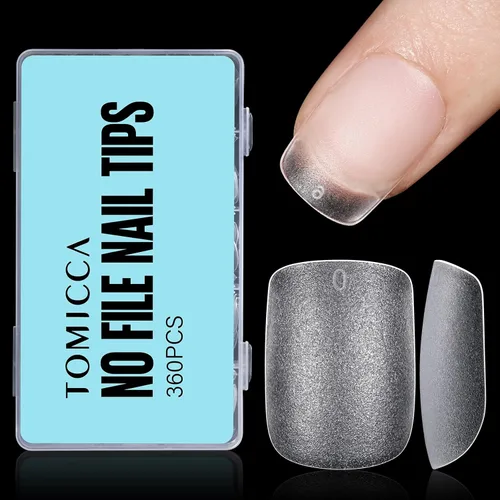 Vista 9 de TOMICCA Puntas de uñas extra cortas en forma de ataúd, 240 piezas de uñas postizas acrílicas de cobertura completa para manicura con extensión, 15